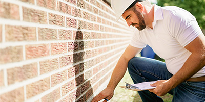 A home inspector examining a home before it is sold. 